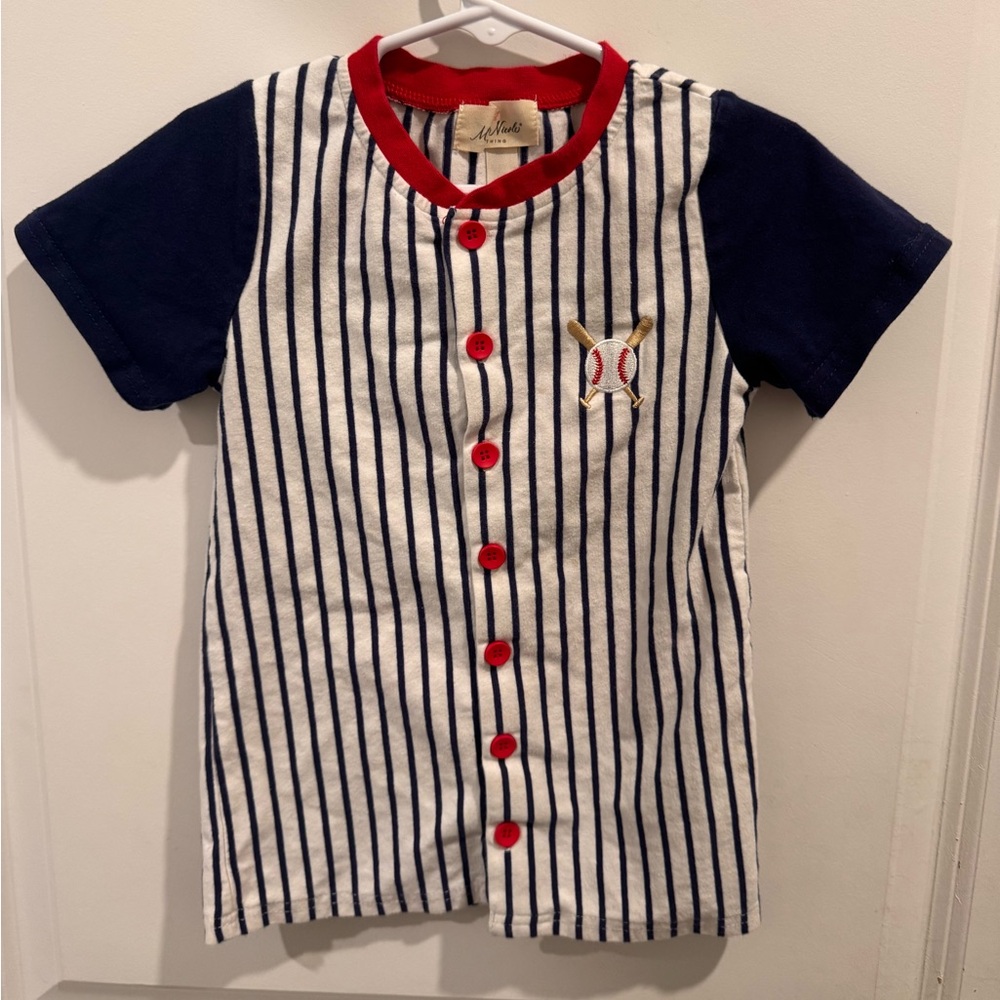 Baseball Stripe Short Sleeve Kids Top
